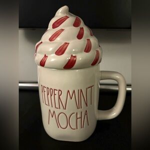 Rae Dunn "Peppermint Mocha" Ceramic Mug with Peppermint Whipped Cream Topper